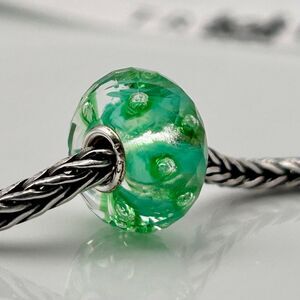 TROLLBEADS Landscape Bead LAA 925 NEW w Tags! Green Facet w Bubbles